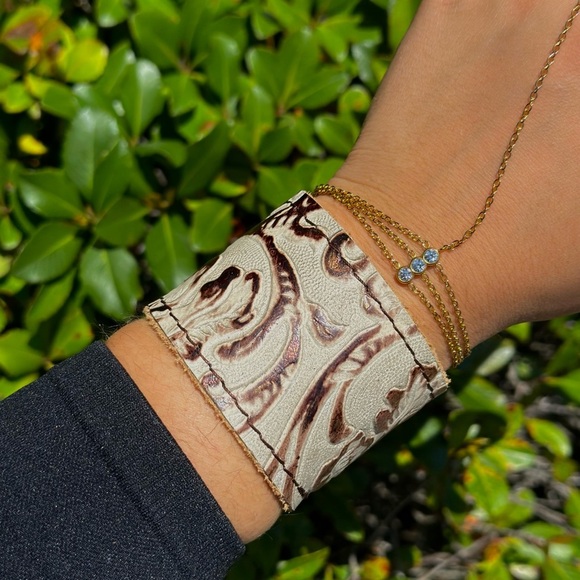 Embossed Leather Wide Band Bracelet - Picture 2 of 2